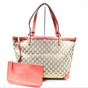 Gucci tote with matching leather pouch EUC